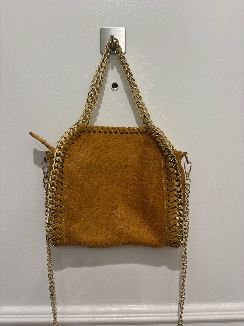 Yellow Leather & Chain Bag